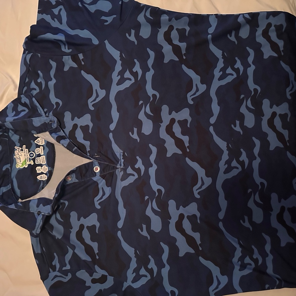 TailorByrd Navy and Light Blue Camo Polo